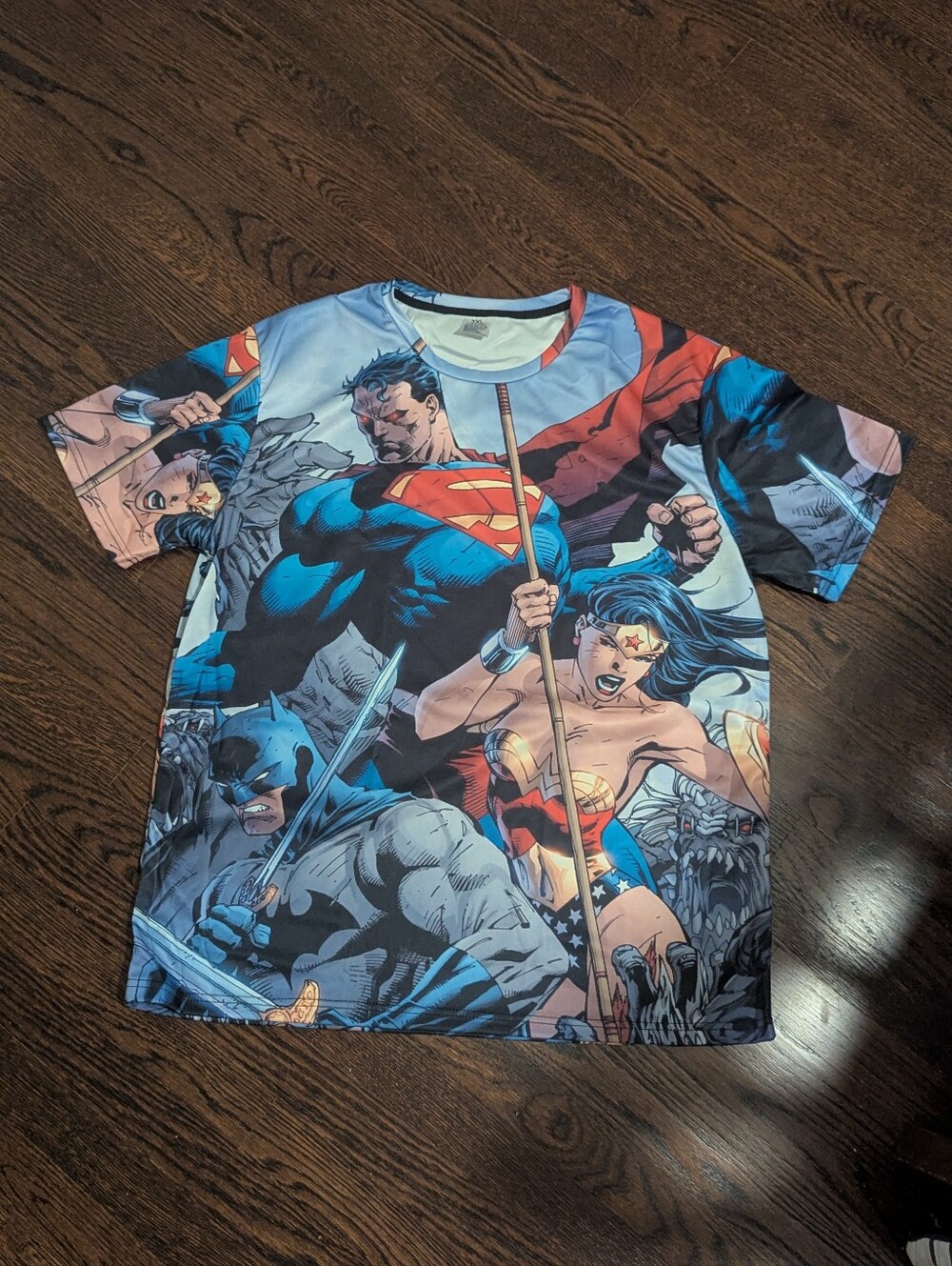 DC Comics Justice League 2XL 3X All Over Sublimation Superman Batman Wonderwoman
